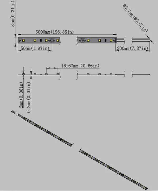 850nm SMD2835 DC12V Infrared LED Strip Light – Night Vision IR for Security, 60/120/240 LEDs/m, 5M /10M, IP00/IP65