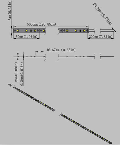 850nm SMD2835 DC12V Infrared LED Strip Light – Night Vision IR for Security, 60/120/240 LEDs/m, 5M /10M, IP00/IP65