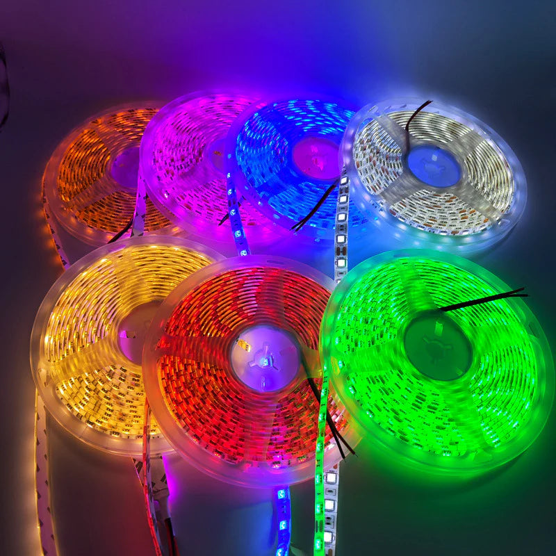 SMD5050 Red/Green/Blue/Yellow/Pink/Icy Blue LED Strip Light | Standard Brightness | 12V DC | 12W/m | 60 LEDs/m | 5m Roll | IP00 / IP65/IP67 Options
