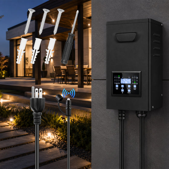 500W / 600W Dual Zone Outdoor Low Voltage Transformer, 120V to 12V/15V AC, Timer & External Photocell, Outdoor Lighting Power Supply for Yard, Garden & Patio Lighting