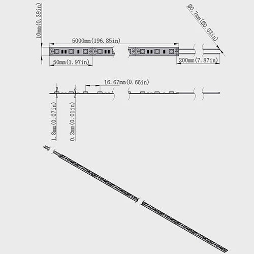 730–735nm SMD5050 DC12V Infrared LED Strip Light – High Power Far Red for Plants, 30/60/120 LEDs/m, 5M /10M, IP00/IP65