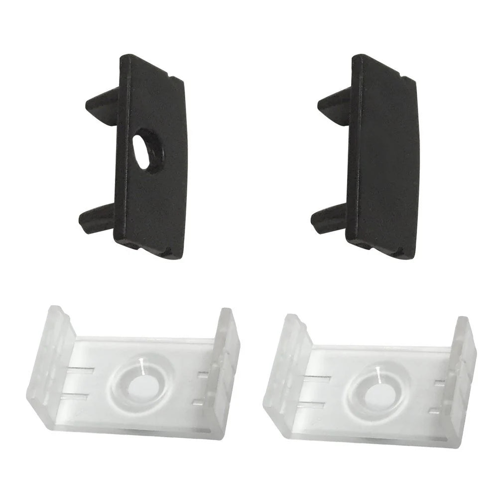 U Shape LED Channel - U02-B 12mm Silver / Black Aluminum Profile | Milky White Cover | Standard LED Mounting Channel – 1m / 2m / 3m | 50 / 100-Pack