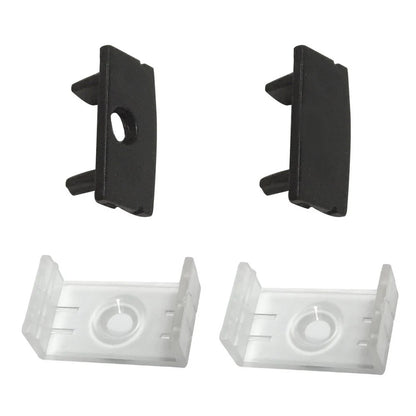 U Shape LED Channel - U02-B 12mm Silver / Black Aluminum Profile | Milky White Cover | Standard LED Mounting Channel – 1m / 2m / 3m | 50 / 100-Pack