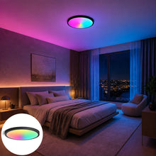 AC 220–240V | Black Smart RGBCW Round Flush Mount LED Ceiling Lights – RGB Color Changing, 12 Inch 2700K–6500K Adjustable with Dimmable Brightness, Compatible with Alexa/Google Home/APP Control WiFi Light for Bedroom/Kids Room/Party