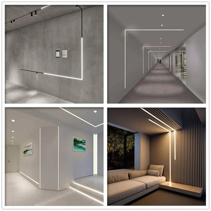 V Shape LED Channel - V03-A 12mm Silver / Black Aluminum Profile | Milky White Cover | Standard LED Mounting Channel – 1m / 2m / 3m | 50 / 100-Pack