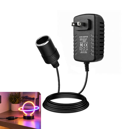 DC 12V Cigarette Lighter Power Supply Adapter 12W–36W, AC 100–240V Input Converter Transformer with US Plug - for Car Accessories, Pumps, Coolers and LED Lights