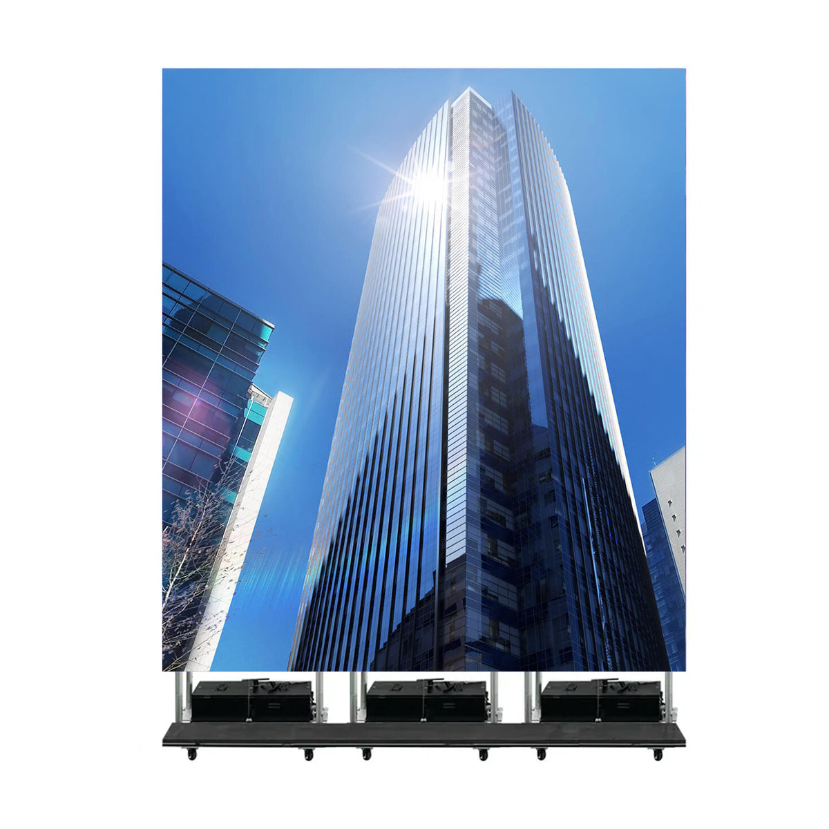 LEP-M Series Foldable & Liftable LED Digital Signage Poster | 1×4m Indoor Kit | P3.9mm | Remote-Controlled Rolling Case Display