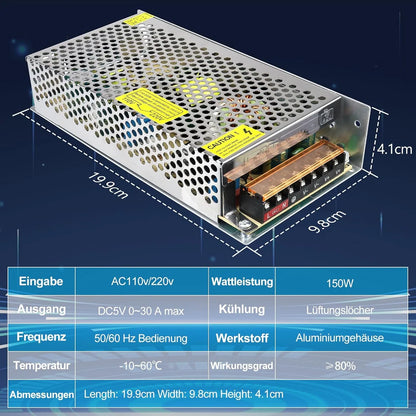 DC 5V 10W–300W Industrial Switching Power Supplies, AC 110/220V Input, LED Strip Driver Transformer, Industrial Metal Case with Terminals, CE/FCC/RoHS Certified, 300W with Cooling Fan