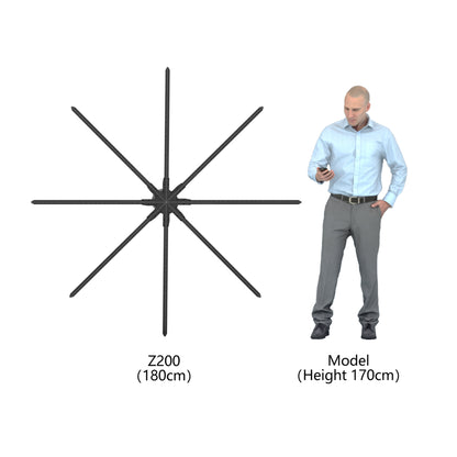 FL Series 130cm to 196cm (51.2–77.2 inch) | 3D Hologram LED Display | Large Size | Cloud Control (AS) | Large Hologram Fan | Fan Only / Dual-Pole Mobile Stand | 8 Blades