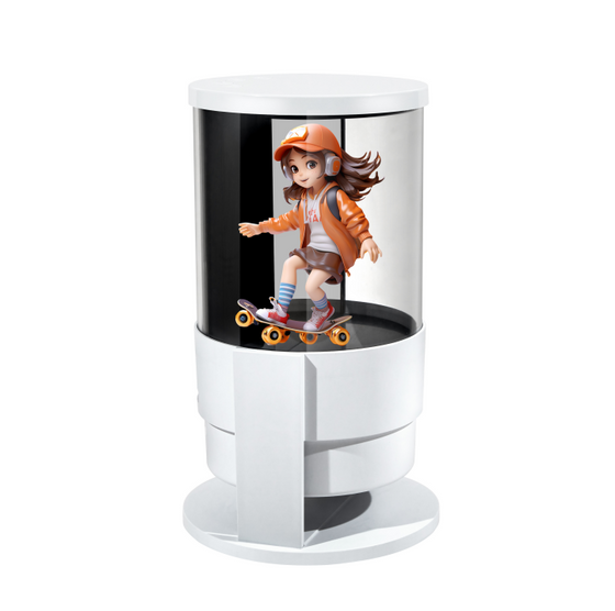 FL Series 14cm (5.5 inch) | 3D Hologram LED Display | Small Size | Asynchronous Control | Commercial Hologram Display | Bluetooth Speaker with Transparent Cylindrical Housing | 2 Blades