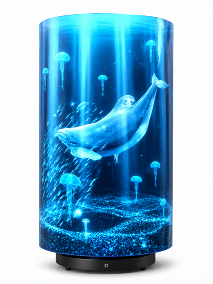CYL Series 50cm (19.7 inch) | 3D Hologram LED Display | Medium Size | Cylinder Fan Cloud Control (AS) | Commercial Hologram Display | Transparent Cylindrical Protective Cover with Mobile Base | 4 Blades | Mobile Base Included & Power Adapter Included