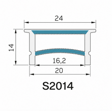 LQ Series S2014 Quick Install LED Neon Profile | White Edge Structure | 20×14mm Top Emitting neon diffuser profile | Max Strip Width ≤16mm | Interior Display Lighting | 5M/500M