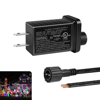 9W/12W/15W IP44 Class 2 Power Supply, AC 100–240V to DC 12V Adapter Transformer with US Plug - Waterproof Outdoor LED Power Supply for String Lights, Christmas Decorations and Outdoor Lighting