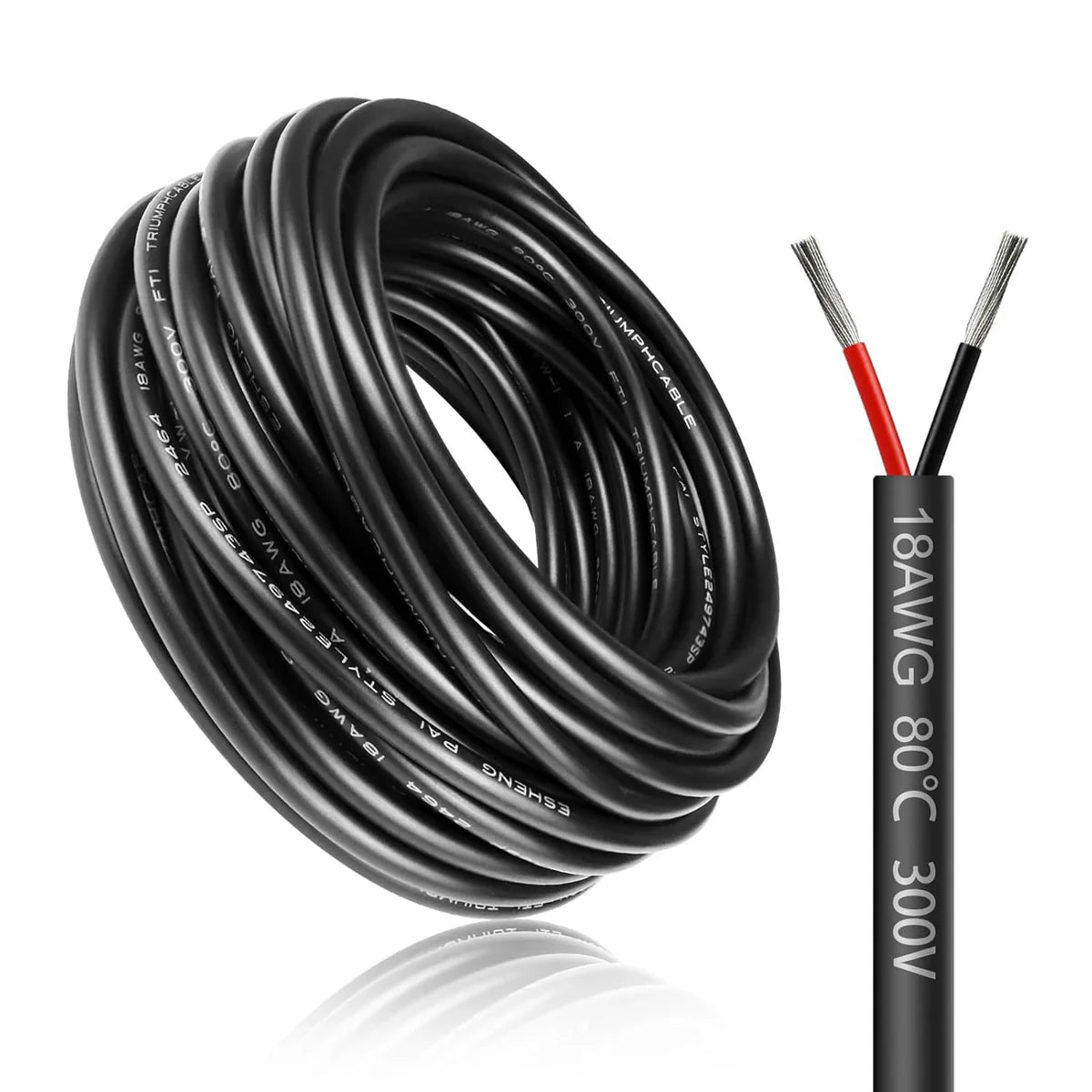 18 AWG 2/3/4/5 Conductor PVC Copper Cable, Black/White Flexible Electrical Wire for Control & LED Wiring – 50m / 500m