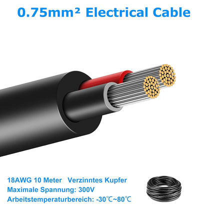 18 AWG 2/3/4/5 Conductor PVC Copper Cable, Black/White Flexible Electrical Wire for Control & LED Wiring – 50m / 500m