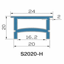 LQ Series S2020-H Black Quick Install LED Neon Profile | Double-Chamber Diffuser | 20×20mm Top Emitting led neon extrusion profile | Max Strip Width ≤16mm | Commercial Display Lighting | 5M/500M