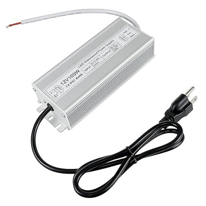 100W Outdoor Waterproof Power Supplies, 12V/24V/36V/48V Output, 90-265V / 90-140V / 175-265V Input, Single Output, Aluminum Housing, Outdoor Lighting Projects, CE/RoHS/FCC Certified, US/UK/EU Plug, 1-Pack / 10-Pack