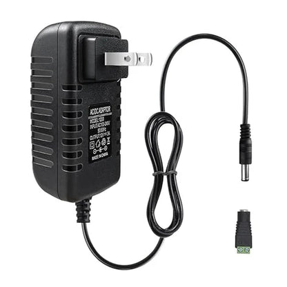 12V Wall Plug LED Adapter 12W/24W/36W, AC 100–240V Input Black/White Wall Plug LED Adapter with US Plug - for LED Strip Lights, CCTV and Electronics
