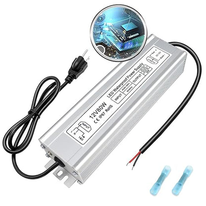 80W Outdoor Waterproof Power Supplies, 12V/24V/36V/48V Output, 90-265V Input, Single Output, Aluminum Housing, Outdoor Lighting Projects, CE/RoHS/FCC Certified, US/UK/EU Plug, 1-Pack / 10-Pack