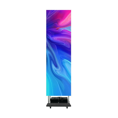LEP-M Series Foldable & Liftable LED Digital Signage Poster | 1×4m Indoor Kit | P3.9mm | Remote-Controlled Rolling Case Display