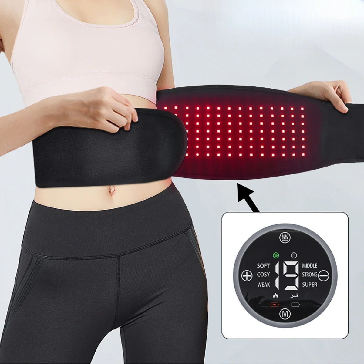 Infrared Therapy Heating Belt – Wireless Near Infrared Waist Belt | 2000mAh Battery | Digital Display | Transparent Film | With / Without Remote Control | Type-C Charging | for Back & Waist Pain Therapy