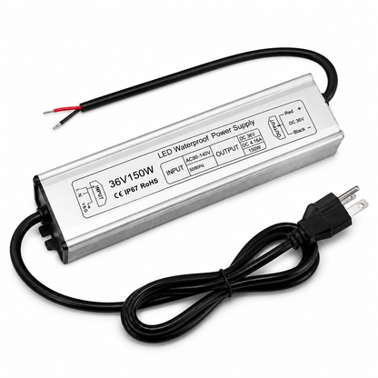 150W Outdoor Waterproof Power Supplies, 12V/24V/36V/48V Output, 90-265V / 90-140V / 175-265V Input, Single Output, Aluminum Housing, Outdoor Lighting Projects, CE/RoHS/FCC Certified, US/UK/EU Plug, 1-Pack / 10-Pack