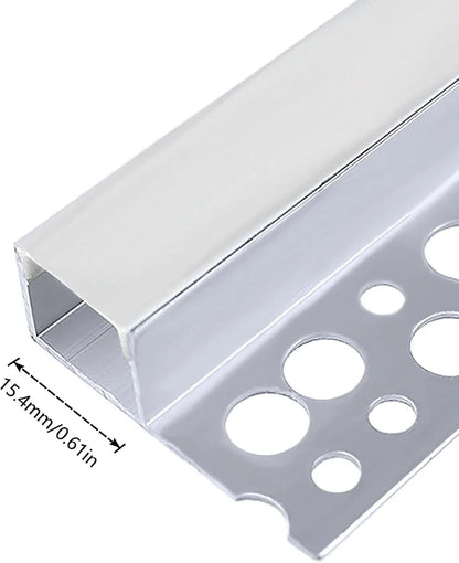 One-Sided Drywall LED Aluminum Profiles – for 1–12mm LED Strip Plaster-in Recessed Profile | Silver | Milky White Cover | 1m / 2m / 3m | 50 / 100-Pack