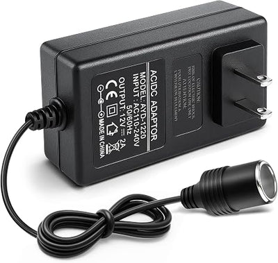 DC 12V Cigarette Lighter Power Supply Adapter 24W/36W, AC 100–240V Input Converter Transformer with US Plug - for Car Accessories, Pumps, Coolers and LED Lights