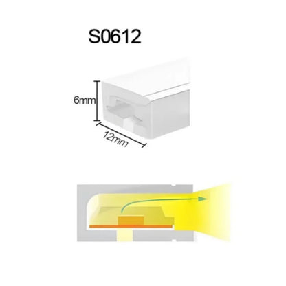 Neon Light Housing – S0612 Side Edge Lighting | 6x12mm Silicone LED Channel System | IP67 Waterproof | 8mm PCB Width | 50M/5M | Local Stock US/UK/DE