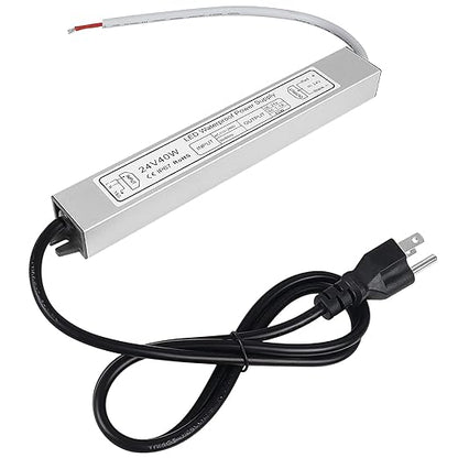 40W Outdoor Waterproof Power Supplies, 12V/24V Output, 90-265V Input, Single Output, Aluminum Housing, Outdoor Lighting Projects, CE/RoHS/FCC Certified, US/UK/EU Plug, 1-Pack / 10-Pack