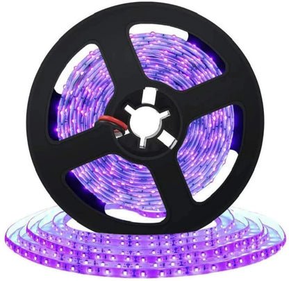 395–405nm SMD2835 UV LED Strip Light – 16.4FT / 5M / 10M | 60 / 120 / 240 LEDs/m | Non-Waterproof / IP67 Waterproof | Power Supply Not Included | UV LED for Curing, Fluorescent Effects & Glow Lighting