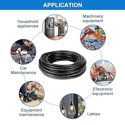 14 AWG 6/7/8 Conductor Stranded Tinned Copper Electrical Wire, Black/White PVC Multi-Core Control Cable – Industrial Flexible Wire for Electrical Systems – 50m / 500m (10 Rolls Available)