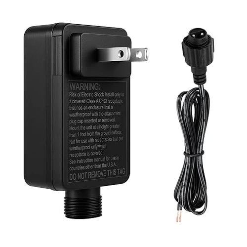 2.7W IP44 Class 2 Power Supply, AC 100–240V to DC 4.5V Adapter Transformer with US Plug - Waterproof Outdoor LED Power Supply for String Lights, Inflatable Decorations and Holiday Lighting