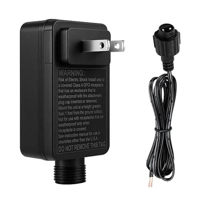 2.7W IP44 Class 2 Power Supply, AC 100–240V to DC 4.5V Adapter Transformer with US Plug - Waterproof Outdoor LED Power Supply for String Lights, Inflatable Decorations and Holiday Lighting