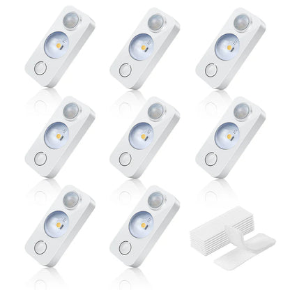 LightingWill Rechargeable LED Motion Sensor Lights (8-Pack) | Warm White / Pure White, Stick-On Cabinet & Closet Lights, USB Charging, No Wiring Needed