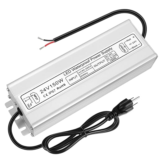 150W Outdoor Waterproof Power Supplies, 12V/24V/36V/48V Output, 90-265V / 90-140V / 175-265V Input, Single Output, Aluminum Housing, Outdoor Lighting Projects, CE/RoHS/FCC Certified, US/UK/EU Plug, 1-Pack / 10-Pack
