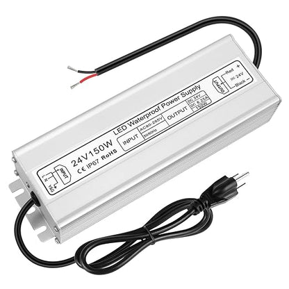 150W Outdoor Waterproof Power Supplies, 12V/24V/36V/48V Output, 90-265V / 90-140V / 175-265V Input, Single Output, Aluminum Housing, Outdoor Lighting Projects, CE/RoHS/FCC Certified, US/UK/EU Plug, 1-Pack / 10-Pack