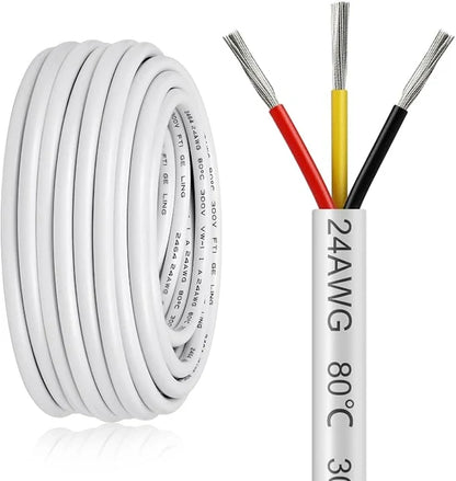 24 AWG 2/3/4/5 Conductor PVC Insulated Copper Cable, Black/White Flexible Wire for Low Voltage Electrical Wiring – 50m / 500m