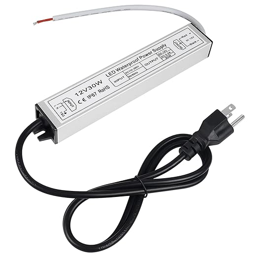 30W Outdoor Waterproof Power Supplies, 12V/24V Output, 90-265V Input, Single Output, Aluminum Housing, Outdoor Lighting Projects, CE/RoHS/FCC Certified, US/UK/EU Plug, 1-Pack / 10-Pack