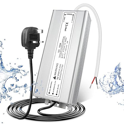 100W Outdoor Waterproof Power Supplies, 12V/24V/36V/48V Output, 90-265V / 90-140V / 175-265V Input, Single Output, Aluminum Housing, Outdoor Lighting Projects, CE/RoHS/FCC Certified, US/UK/EU Plug, 1-Pack / 10-Pack