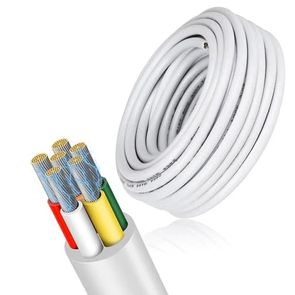20 AWG 6/7/8 Conductor PVC Insulated Copper Control Cable, Black/White Industrial Wire for Electrical Systems – 50m / 500m