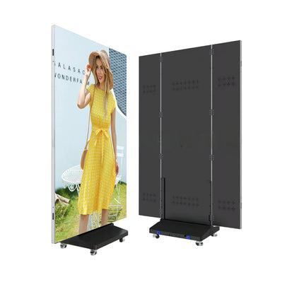 LEP-TR Series Tri-Fold LED Digital Signage Poster | 1280×1920mm Foldable Panel | P2.5 / P2 / P1.86 / P1.53 | GOB Surface | Portable Indoor Kiosk Display