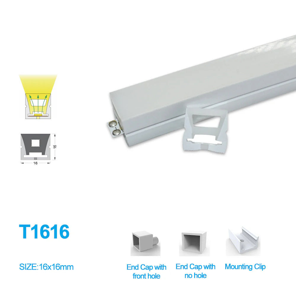 Neon Light Housing – S1616 Side Edge Lighting | 16x16mm Silicone LED Channel System | IP67 Waterproof | 12mm PCB Width | 50M/5M | Local Stock US/UK/DE