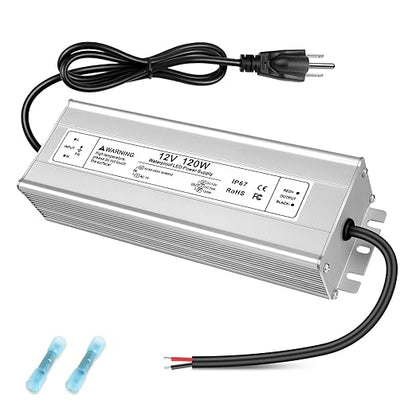120W Outdoor Waterproof Power Supplies, 12V/24V/36V/48V Output, 90-265V / 90-140V / 175-265V Input, Single Output, Aluminum Housing, Outdoor Lighting Projects, CE/RoHS/FCC Certified, US/UK/EU Plug, 1-Pack / 10-Pack