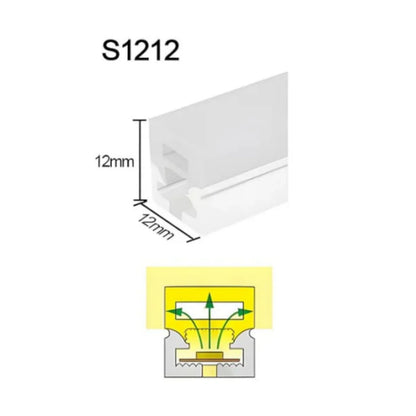 Neon Light Housing – S1212 | 12x12mm Silicone LED Channel System | IP67 Waterproof | 8mm PCB Width | 50M/5M | Local Stock US/UK/DE
