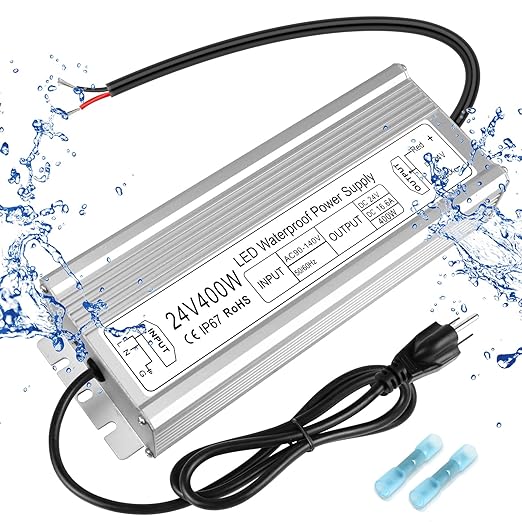 400W Outdoor Waterproof Power Supplies, 24V/36V/48V Output, 90-140V / 175-265V Input, Single Output, Aluminum Housing, Outdoor Lighting Projects, CE/RoHS/FCC Certified, US/UK/EU Plug, 1-Pack / 10-Pack