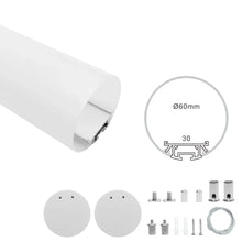 Round Suspended LED Aluminum Profile Light D60-B – 60mm Diameter | 30mm Inner Width | Silver Housing | Milky White Cover | With Installation Accessories | 1m / 2m Length | 10 / 20-Pack