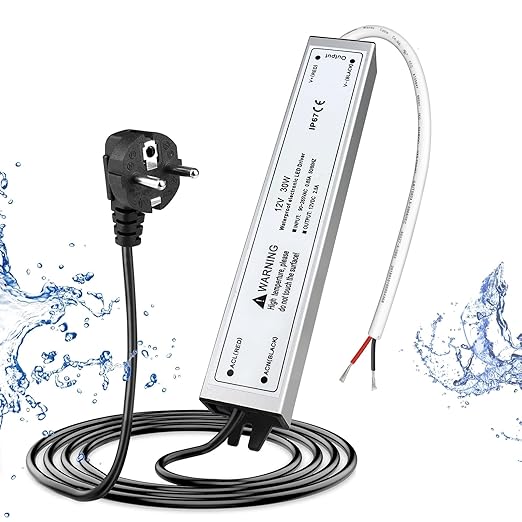 30W Outdoor Waterproof Power Supplies, 12V/24V Output, 90-265V Input, Single Output, Aluminum Housing, Outdoor Lighting Projects, CE/RoHS/FCC Certified, US/UK/EU Plug, 1-Pack / 10-Pack