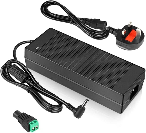 AC 100–240V Input LED Power Adapter Switching Transformer 36W–120W DC 12V with UK Plug for LED Strip Lights, CCTV Systems, Security Cameras, Pumps and Industrial Electronics, 1-Pack/10-Pack