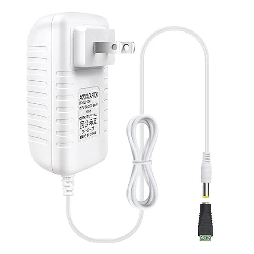 12V Wall Plug LED Adapter 12W/24W/36W, AC 100–240V Input Black/White Wall Plug LED Adapter with US Plug - for LED Strip Lights, CCTV and Electronics